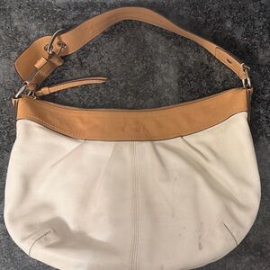 Coach Cream and Tan Leather Hobo Bag
